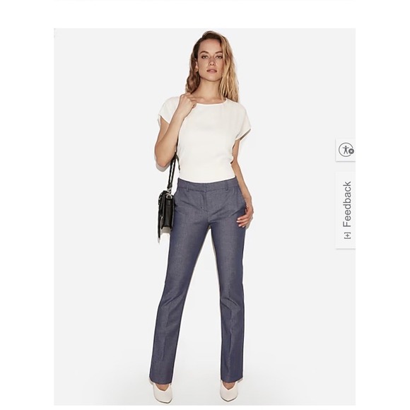 Express Columnist Women's  Blue Dark Wash Dress Pants Size 12 Mid Rise - Picture 1 of 7